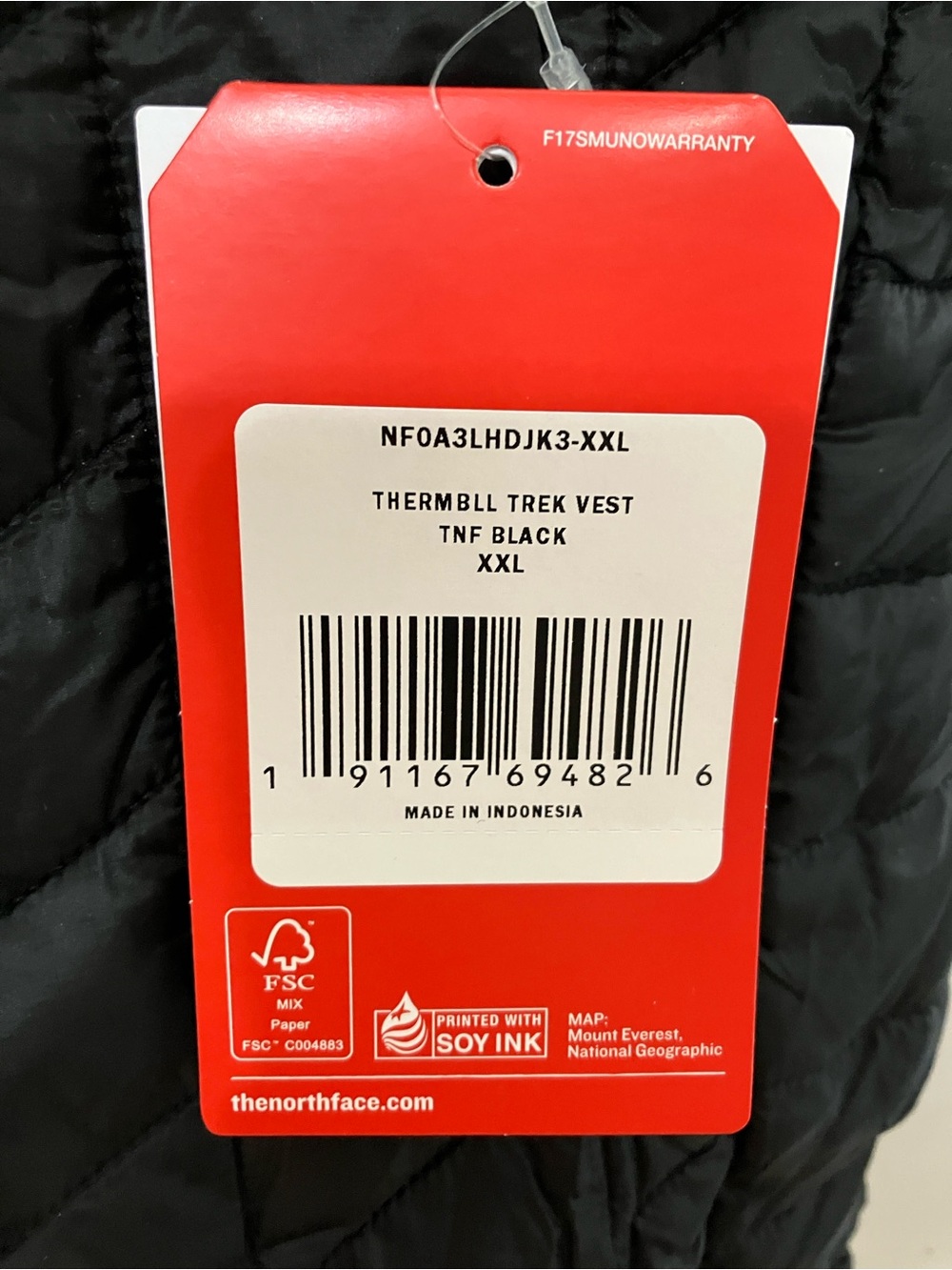 The North Face Black Thermoball Trekker Quilted Men's Vest Jacket Company Logo - Picture 7 of 10